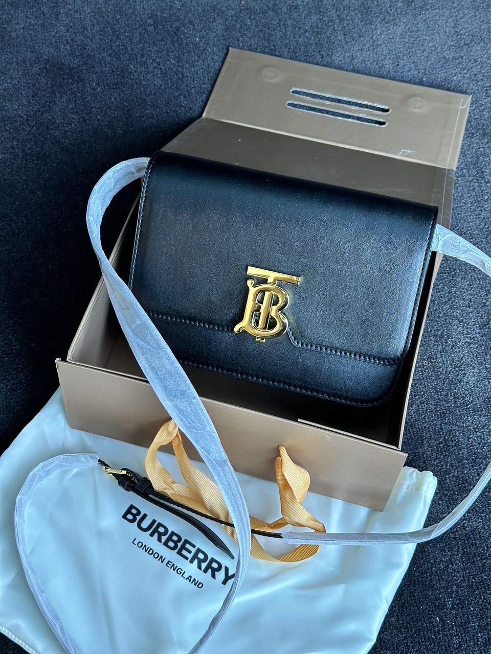 BURBERRY Calfskin Mini TB Bag Black - 2