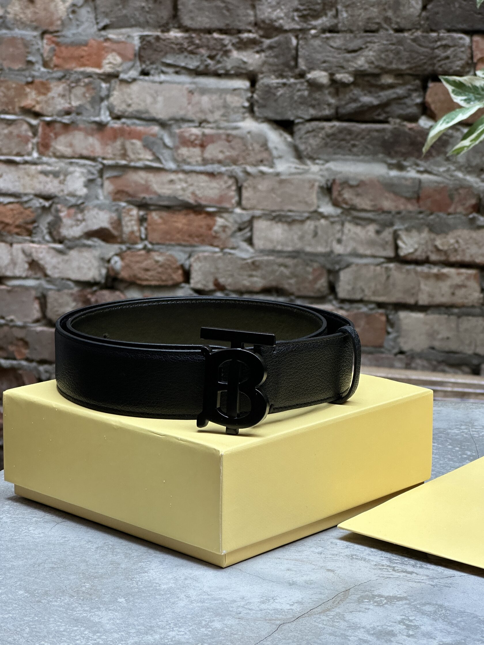 Burberry Leather TB Belt Black/Black - 10