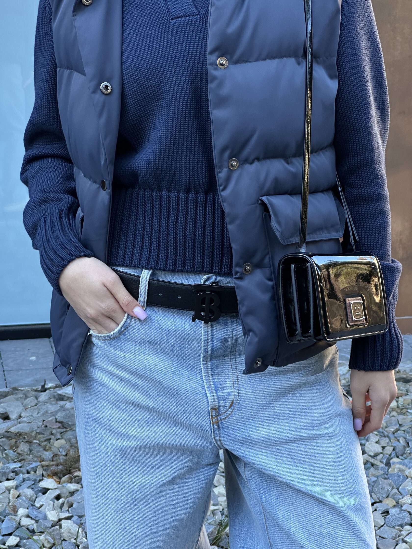 Burberry Leather TB Belt Black/Black - 6