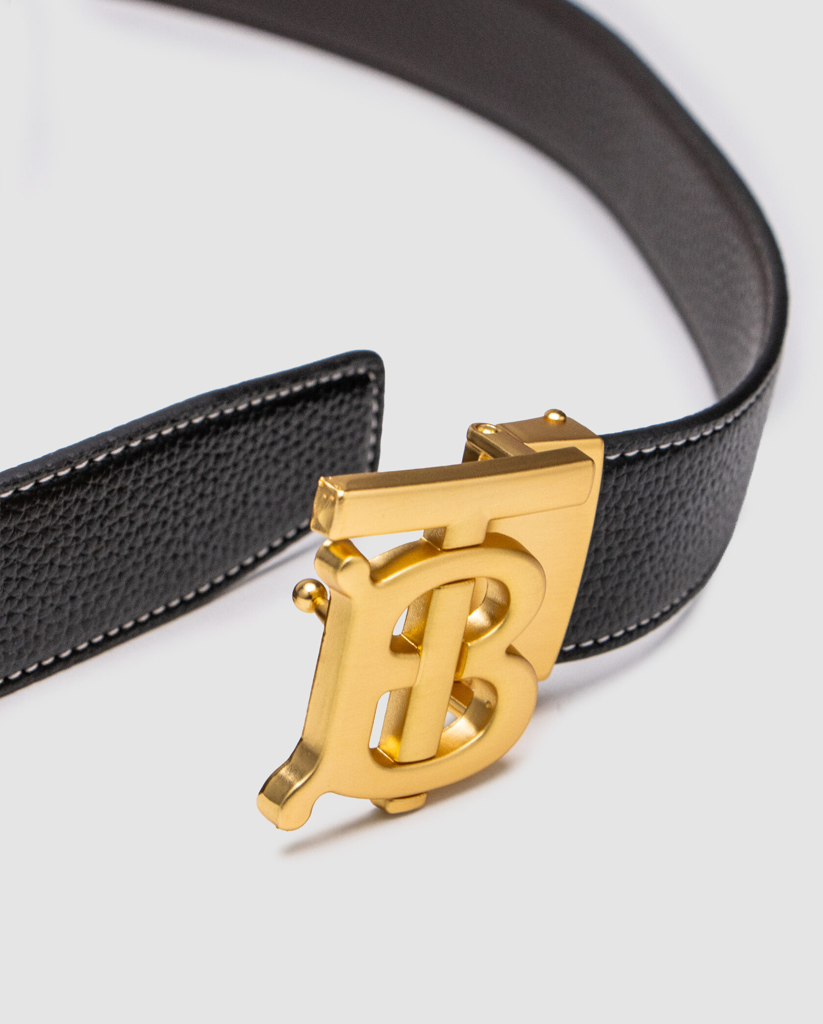 Burberry Leather TB Belt Black/Tan/Gold - 7