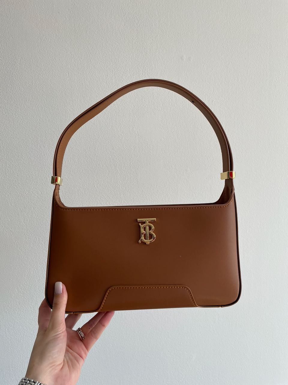 Burberry Leather TB Shoulder Bag "Brown" - 10