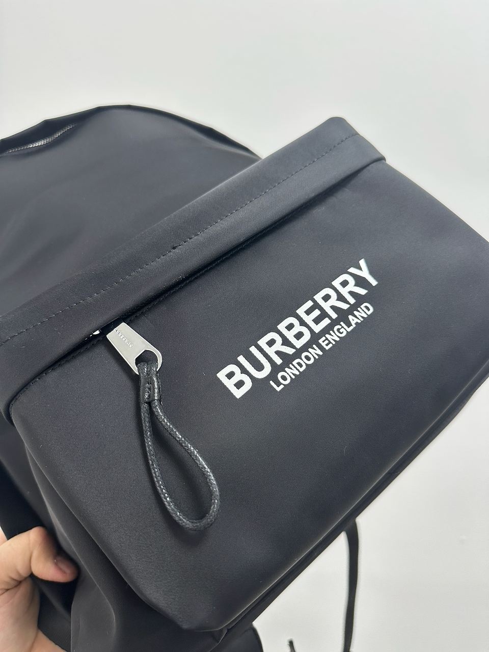 Burberry Logo Print Nylon Backpack Black - 6