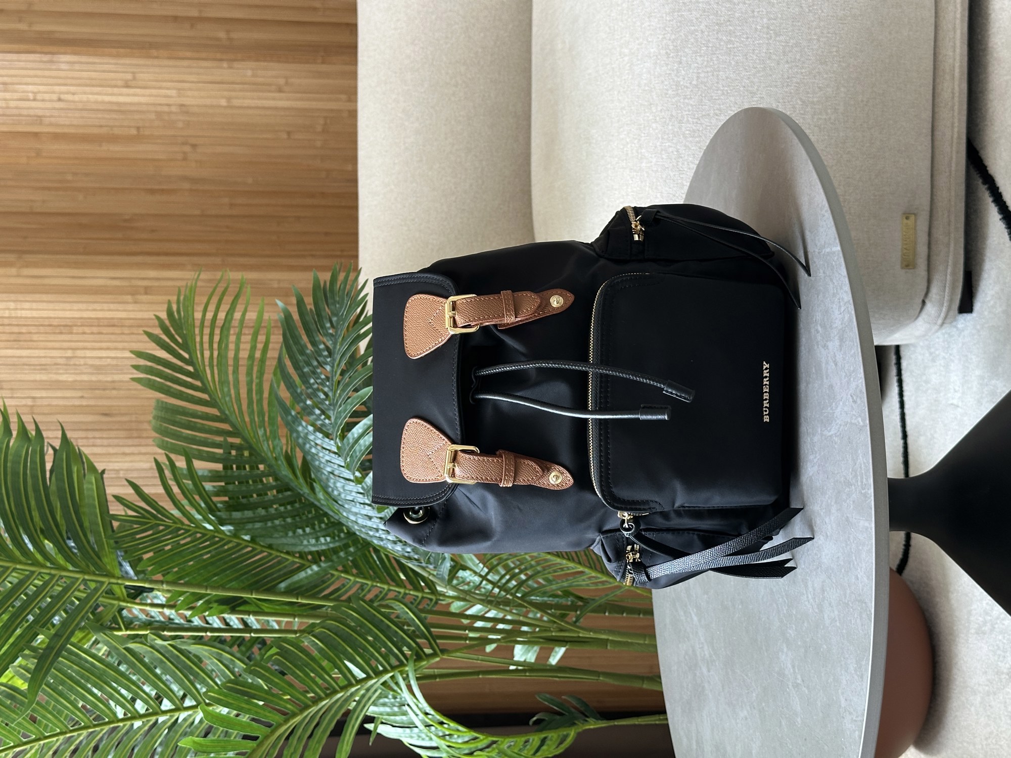 Burberry Nylon Backpack with Leather in Black - 8