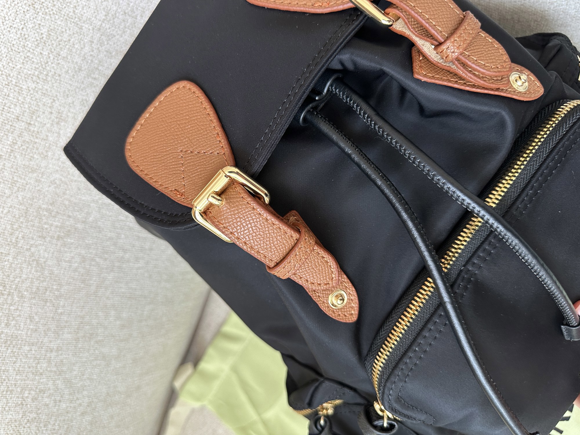Burberry Nylon Backpack with Leather in Black - 12