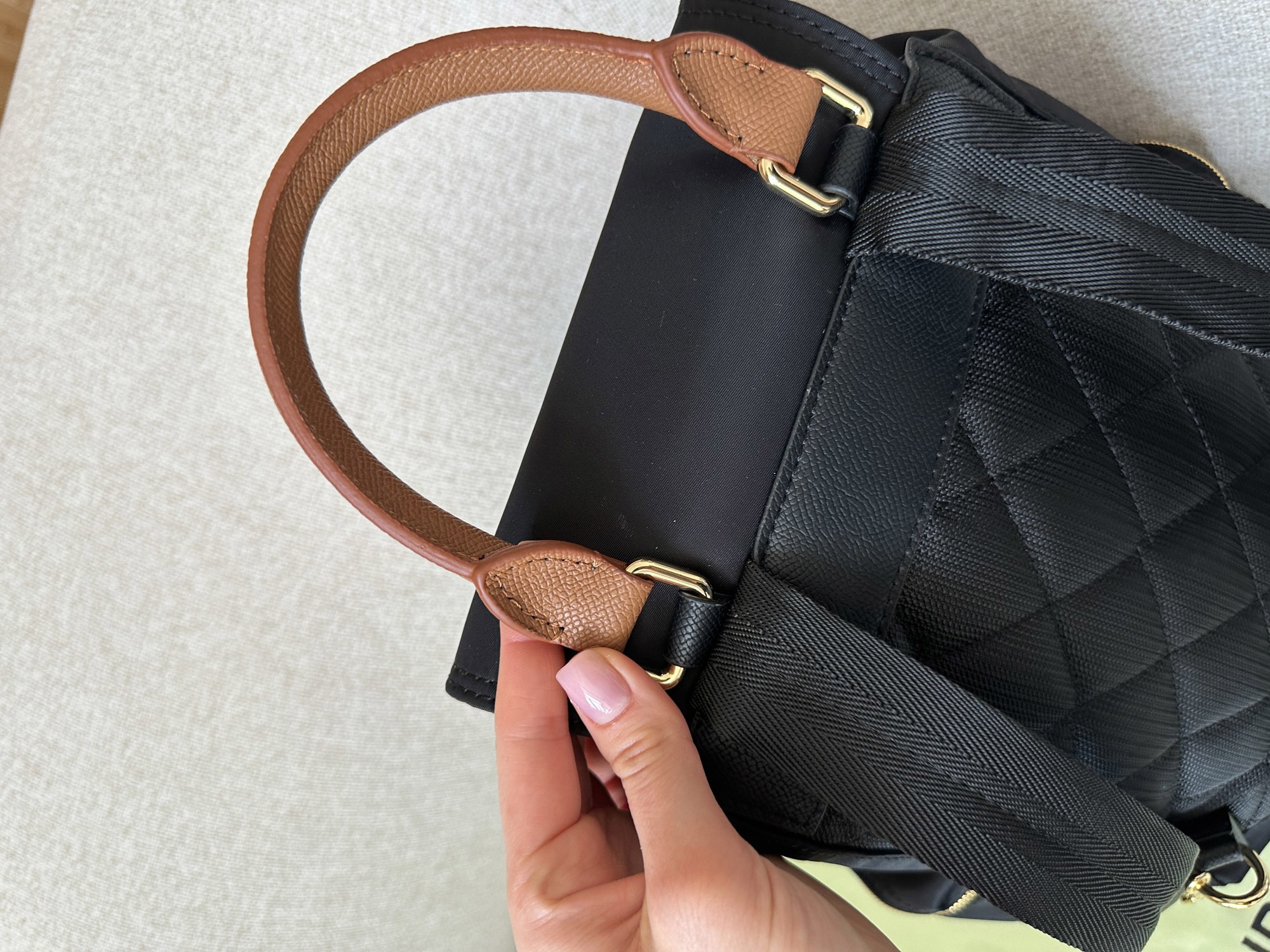 Burberry Nylon Backpack with Leather in Black - 14