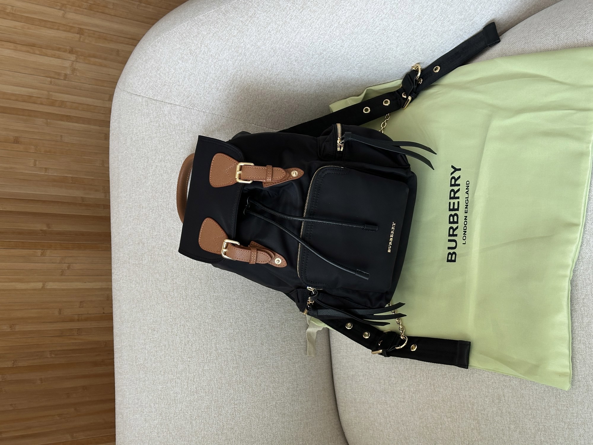 Burberry Nylon Backpack with Leather in Black - 6