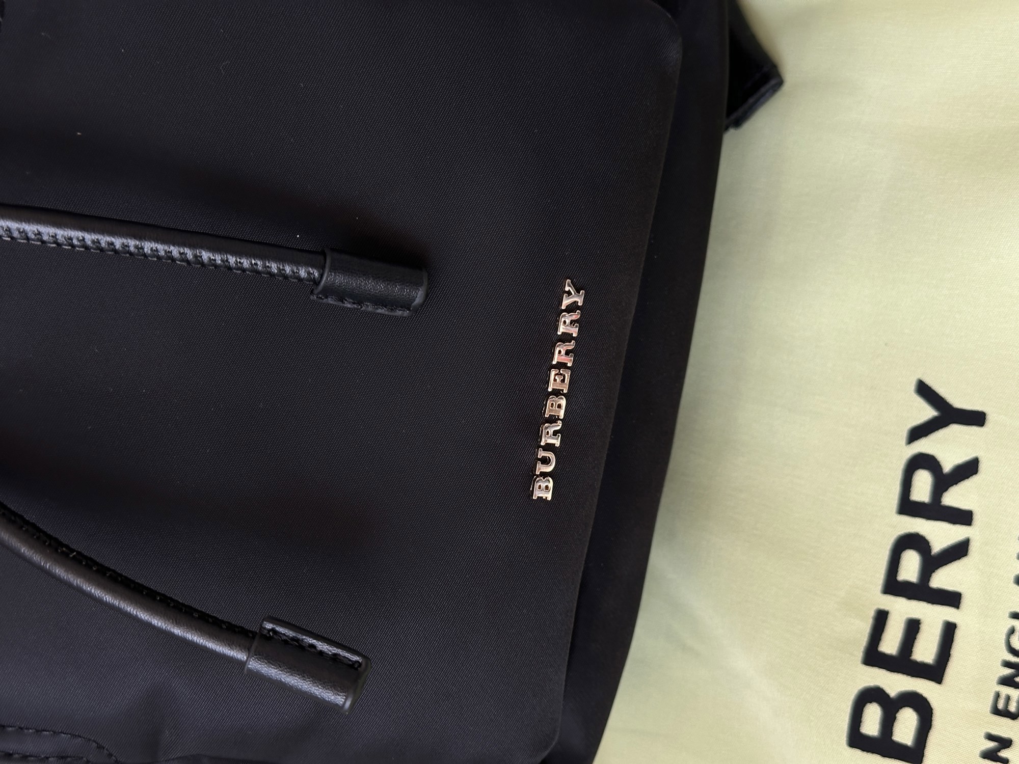 Burberry Nylon Backpack with Leather in Black - 10