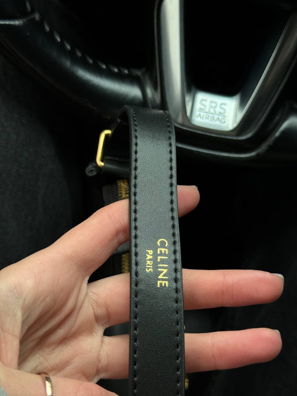 Celine Ava Triomphe Soft Bag in Smooth Calfskin Black - 7