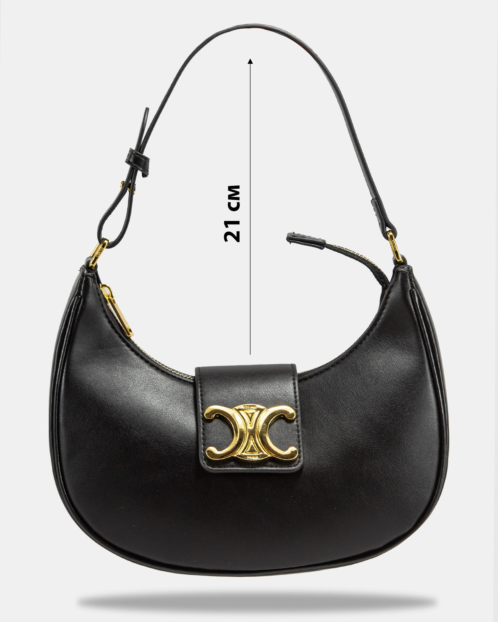 Celine Ava Triomphe Soft Bag in Smooth Calfskin Black - 4