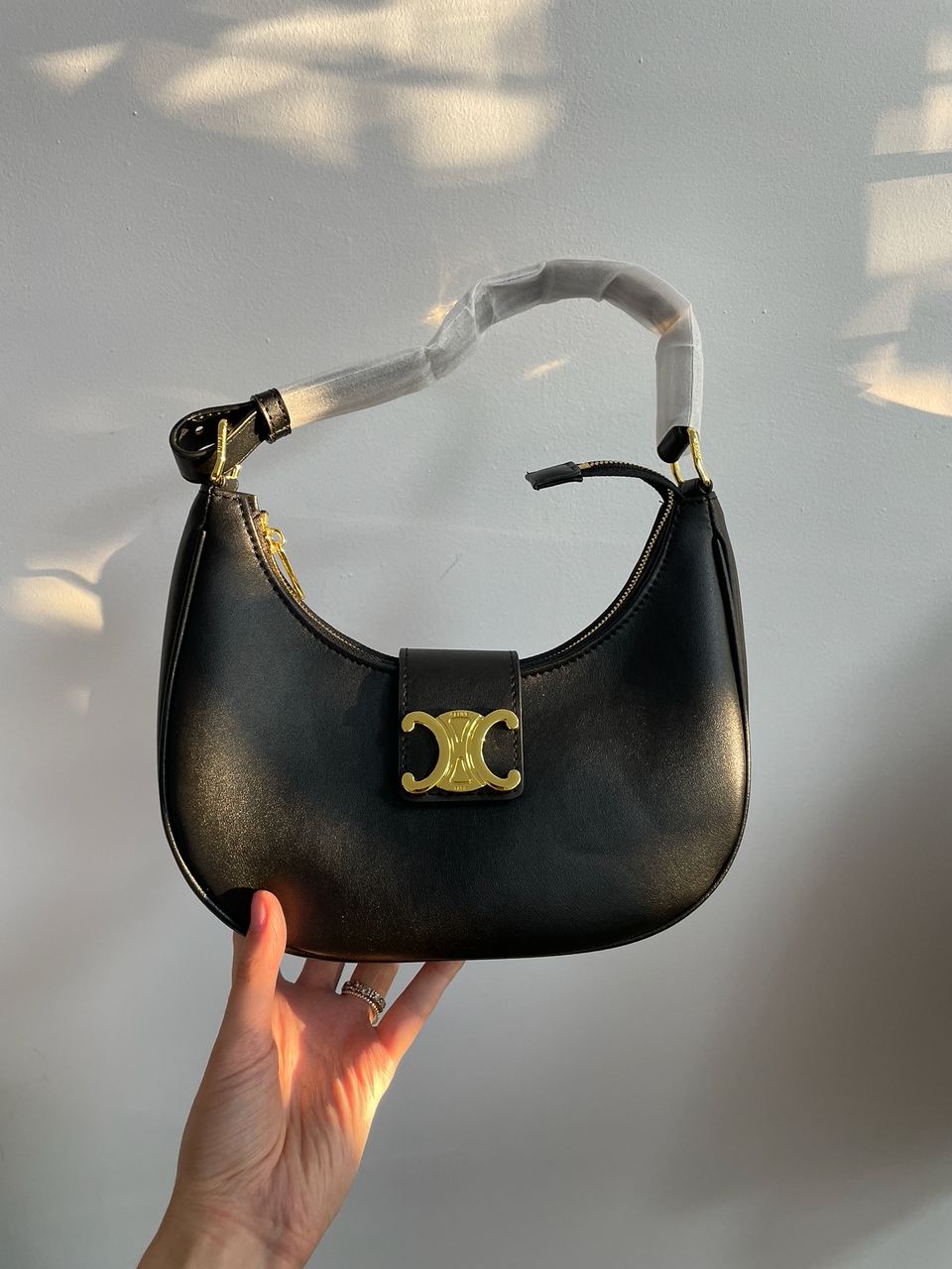 Celine Ava Triomphe Soft Bag in Smooth Calfskin Black - 8