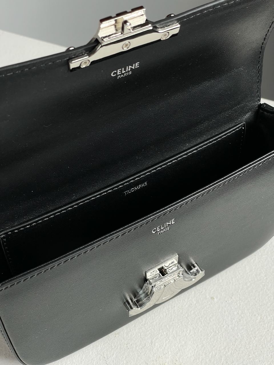 Celine Chain Shoulder Bag Claude In Shiny Calfskin Black/Silver - 14