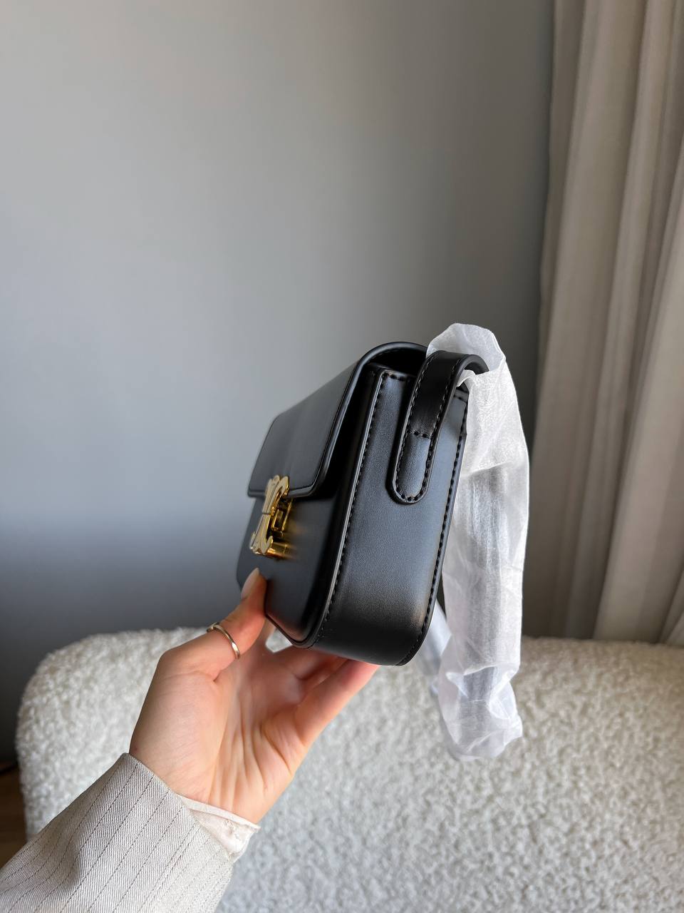 Celine Classique Triomphe Bag In Shiny Calfskin Leather - 11