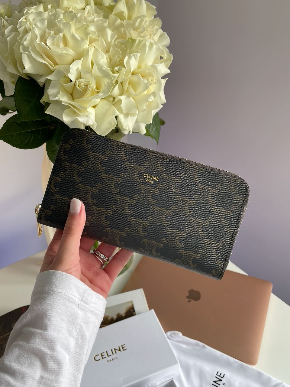 Celine Large Zipped Wallet in Triomphe Canvas Brown - 3