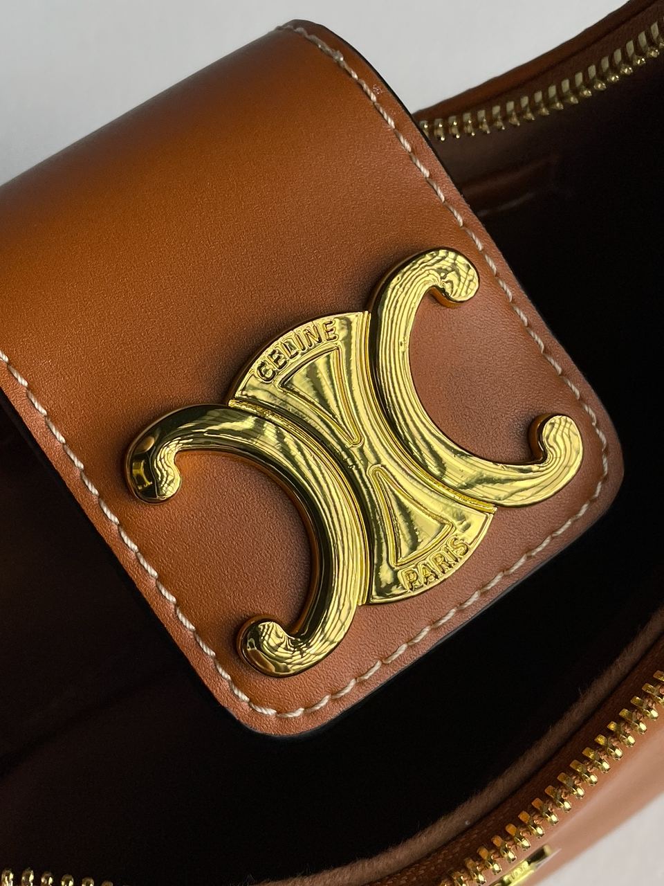 Celine Medium Ava Triomphe Bag in Smooth Calfskin Tan - 12