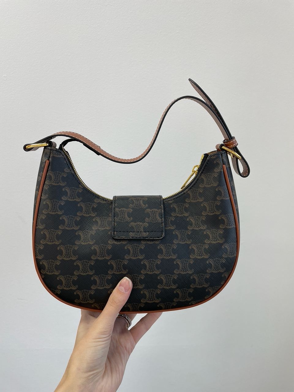 Celine Medium Ava Triomphe Bag in Triomphe Canvas And Calfskin Tan - 13