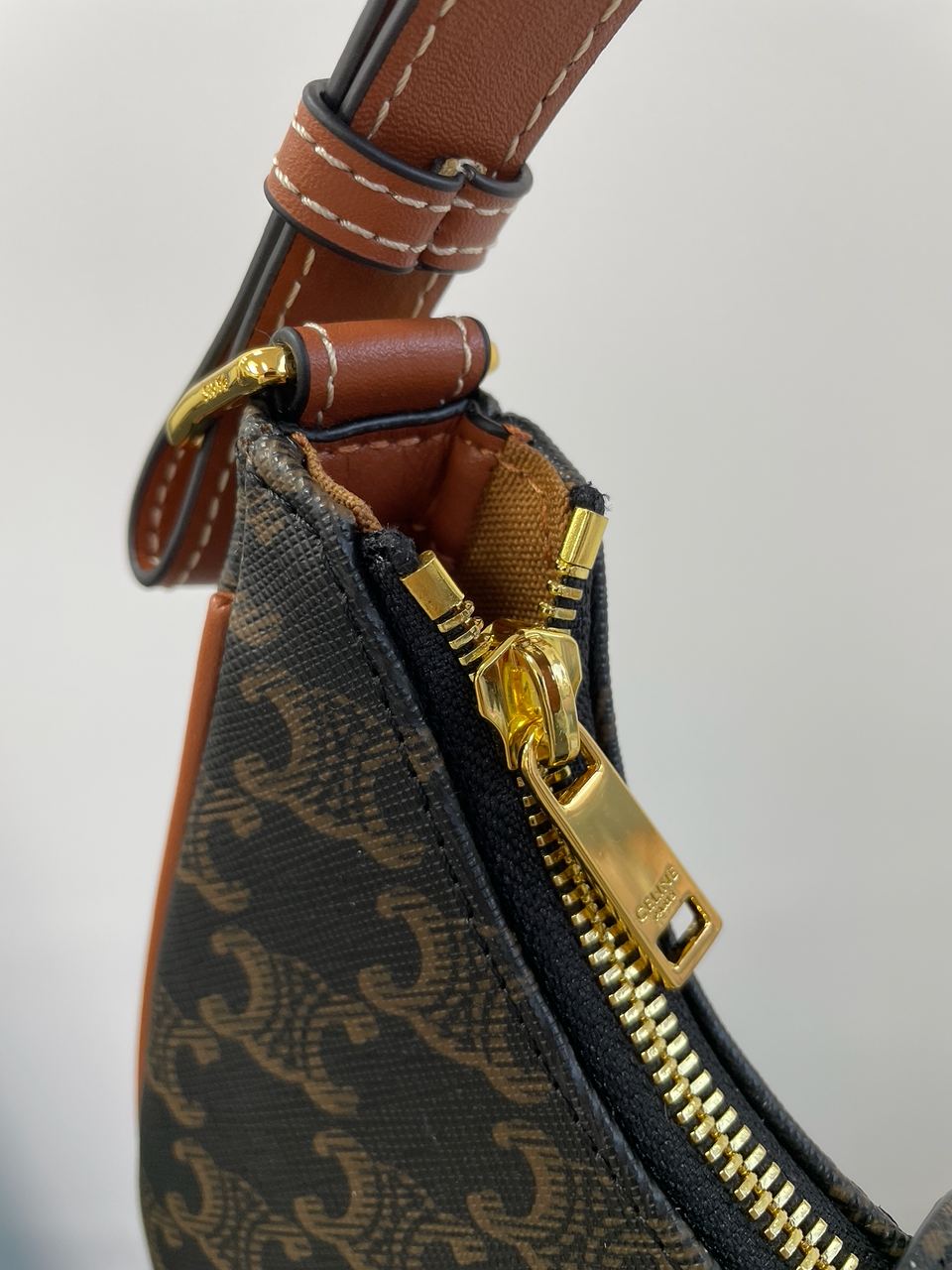 Celine Medium Ava Triomphe Bag in Triomphe Canvas And Calfskin Tan - 17