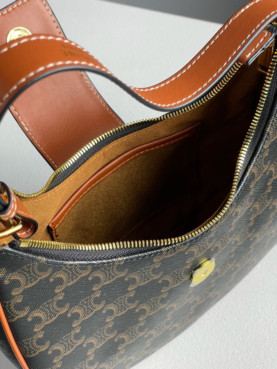 Celine Medium Ava Triomphe Bag in Triomphe Canvas And Calfskin Tan - 20