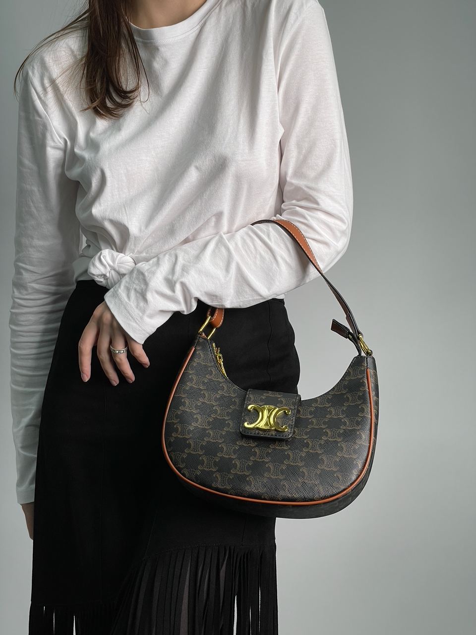 Celine Medium Ava Triomphe Bag in Triomphe Canvas And Calfskin Tan - 5