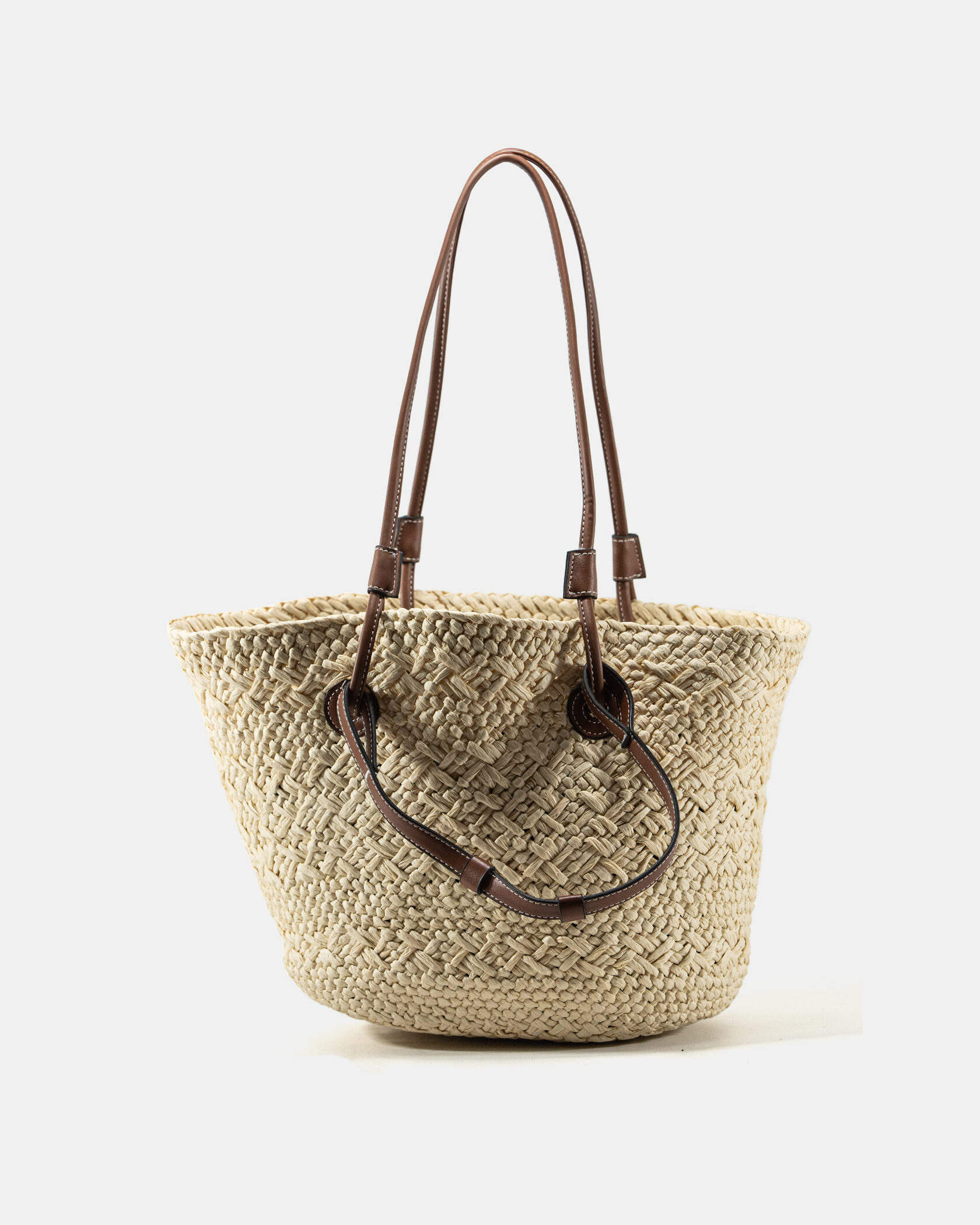Celine Medium Basket Tote Bag in Natural Raffia/Tan Leather - 6