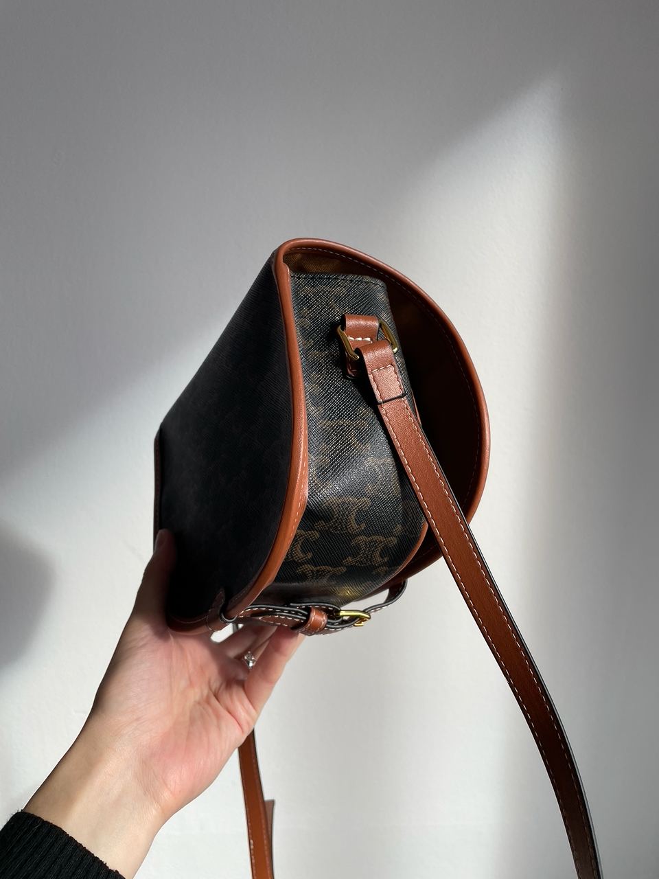 Celine Medium Folco Bag in Triomphe Canvas And Calfskin Tan - 17