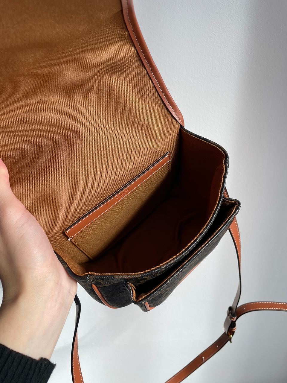 Celine Medium Folco Bag in Triomphe Canvas And Calfskin Tan - 26