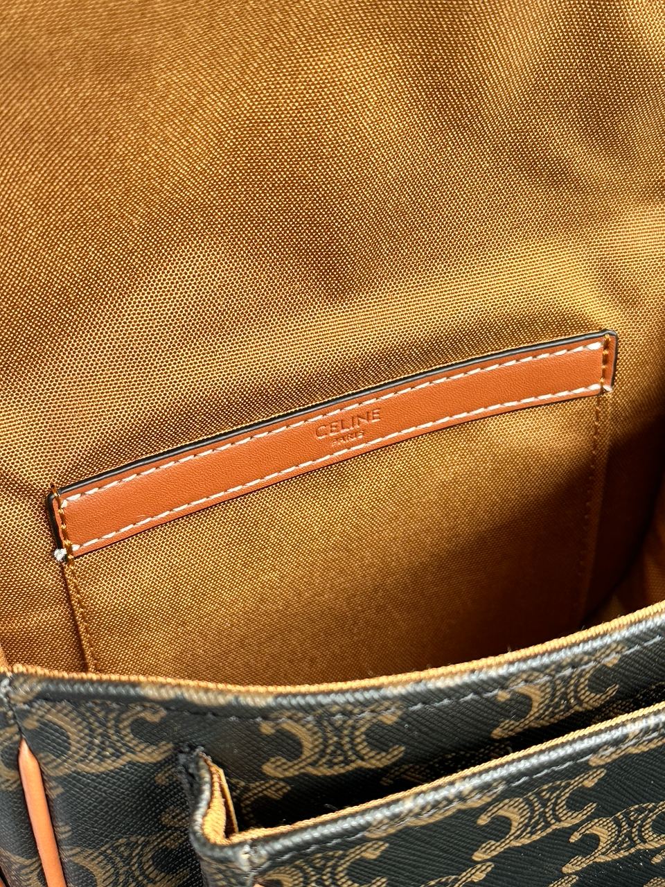 Celine Medium Folco Bag in Triomphe Canvas And Calfskin Tan - 28