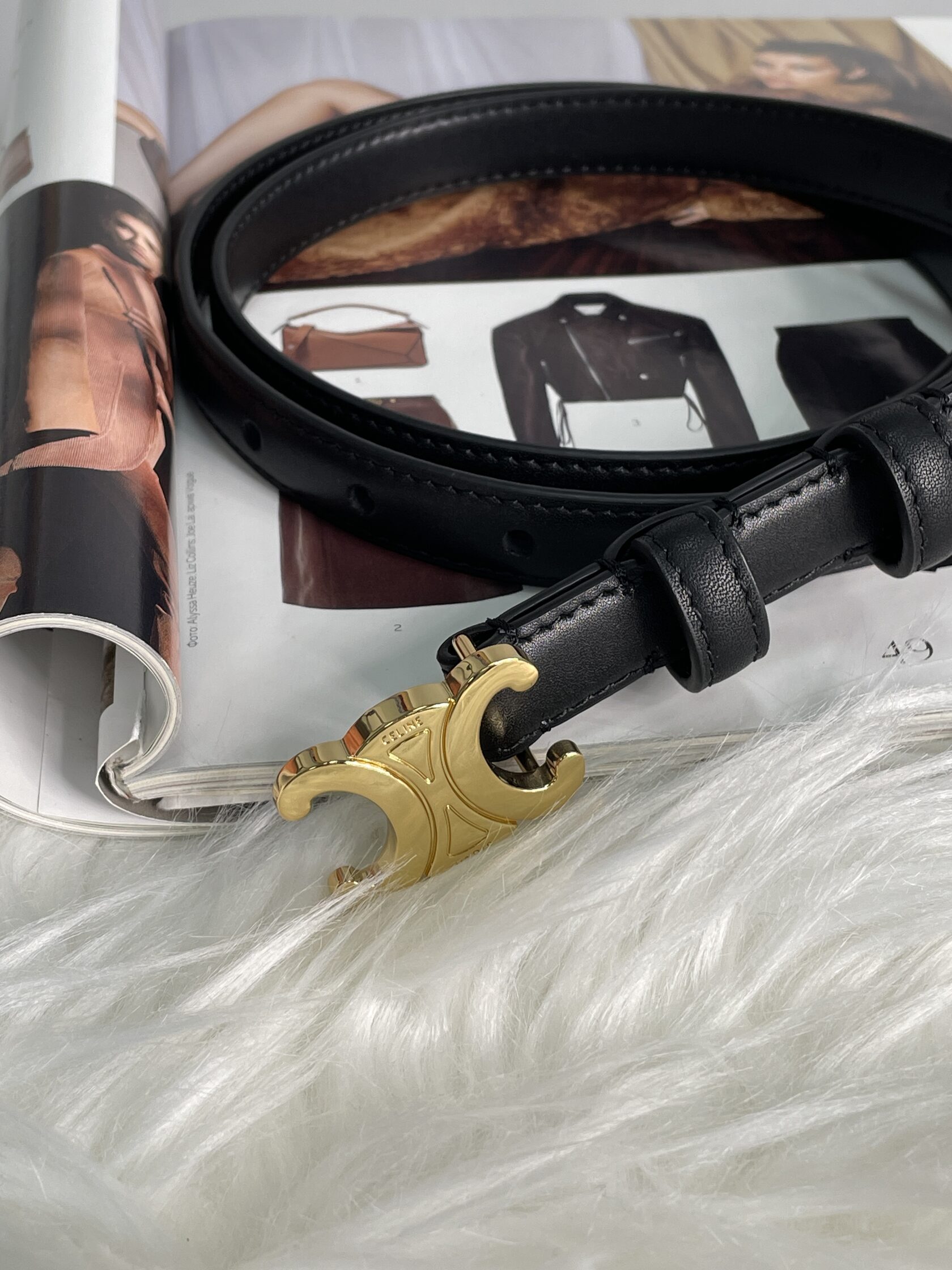 Celine Medium Triomphe Belt In Taurillon Leather Black - 7