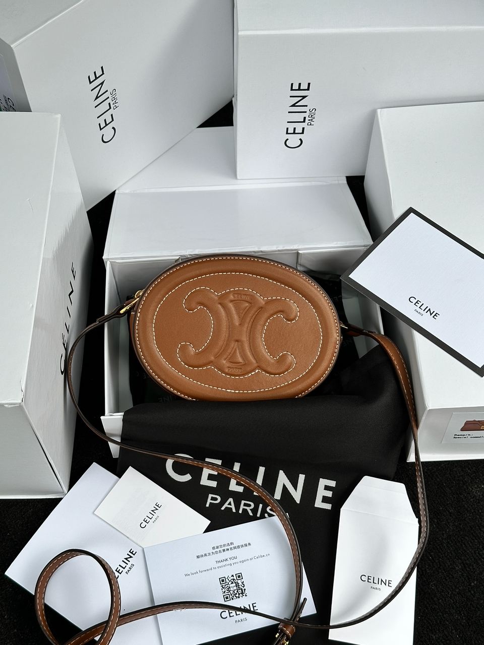 Celine Oval Bag Cuir Triomphe in Smooth Calfskin Tan - 2
