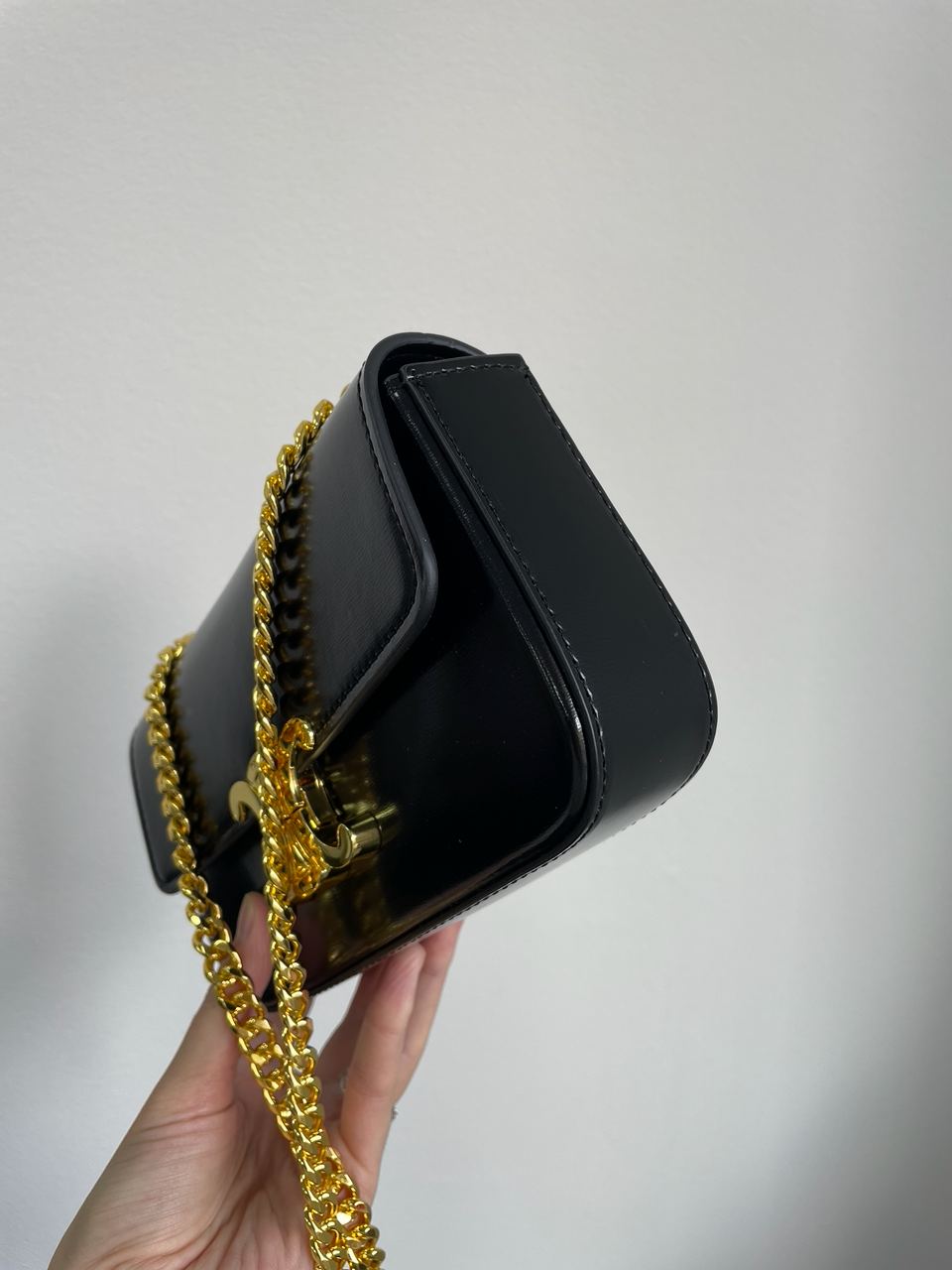Celine Shoulder Bag Claude In Shiny Calfskin Black - 15