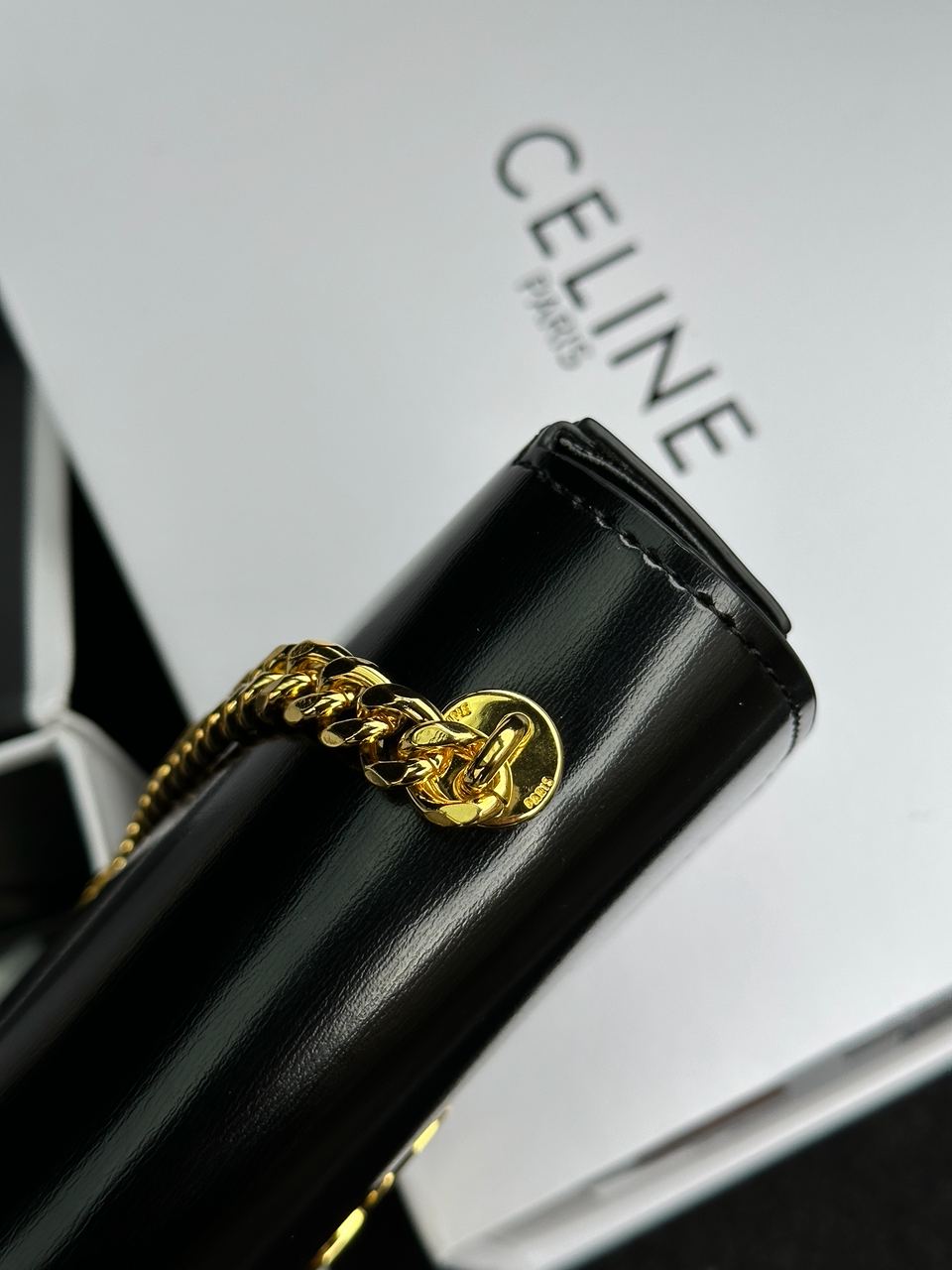 Celine Shoulder Bag Claude In Shiny Calfskin Black - 16