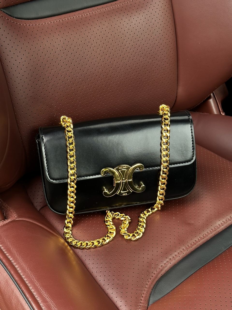 Celine Shoulder Bag Claude In Shiny Calfskin Black - 4