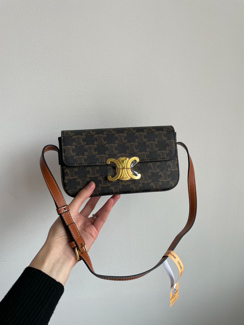 Celine Shoulder Bag Claude In Triomphe Canvas And Calfskin Tan - 11