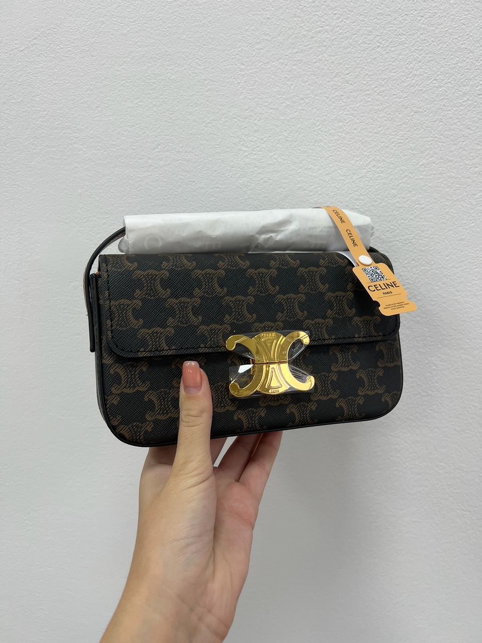 Celine Shoulder Bag Claude In Triomphe Canvas And Calfskin Tan - 12