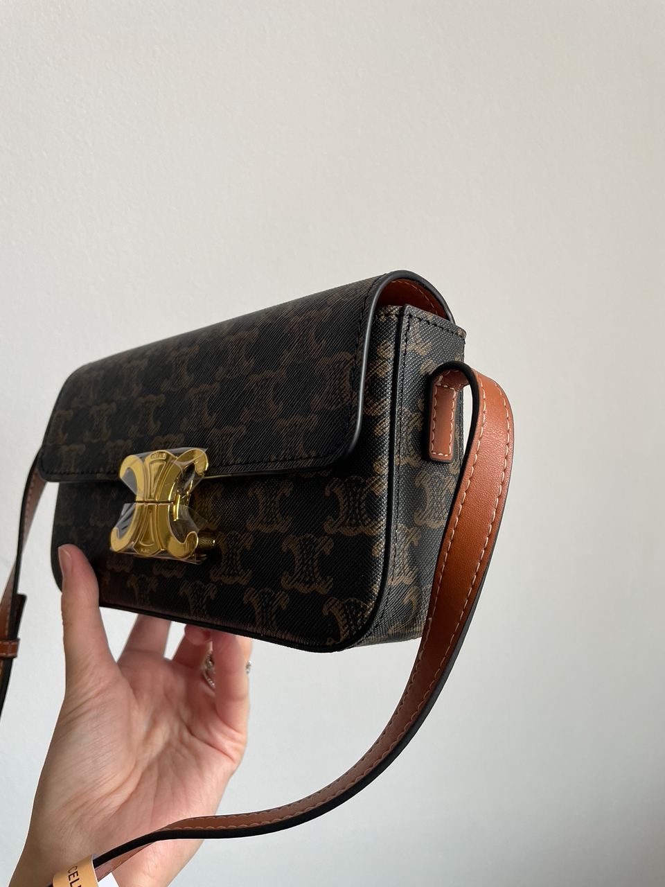 Celine Shoulder Bag Claude In Triomphe Canvas And Calfskin Tan - 17