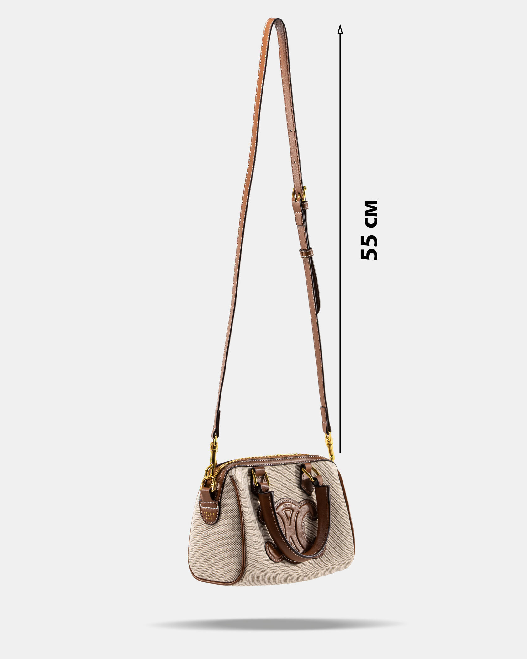 Celine Small Boston Cuir Triomphe in Textile and Calfskin - 4