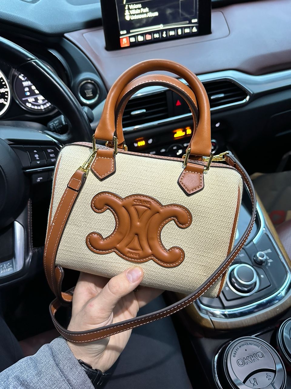 Celine Small Boston Cuir Triomphe in Textile and Calfskin - 12