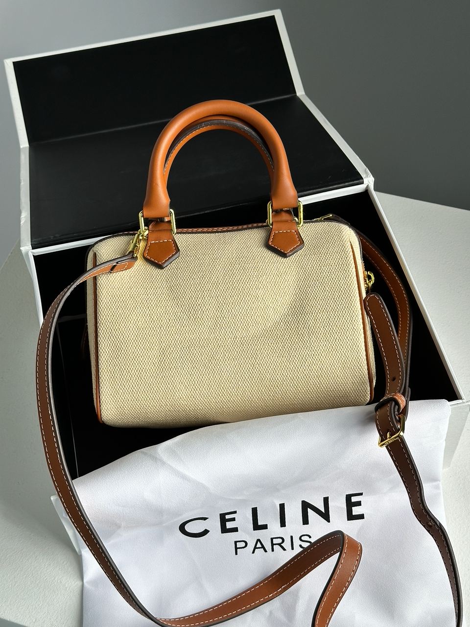 Celine Small Boston Cuir Triomphe in Textile and Calfskin - 16