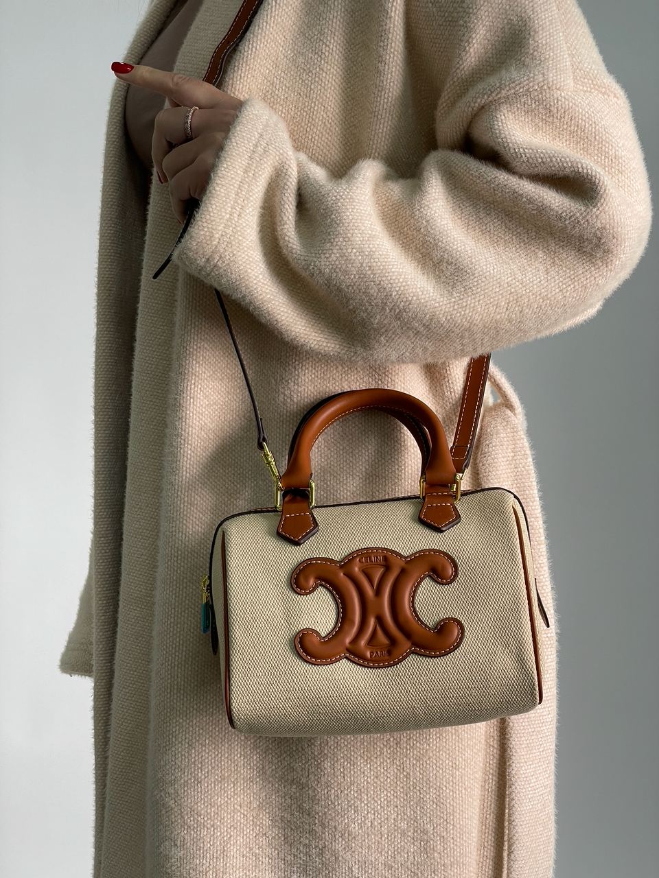 Celine Small Boston Cuir Triomphe in Textile and Calfskin - 6