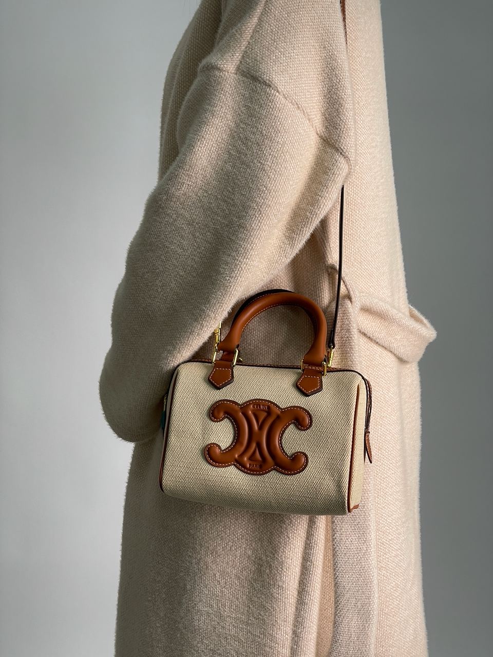 Celine Small Boston Cuir Triomphe in Textile and Calfskin - 8