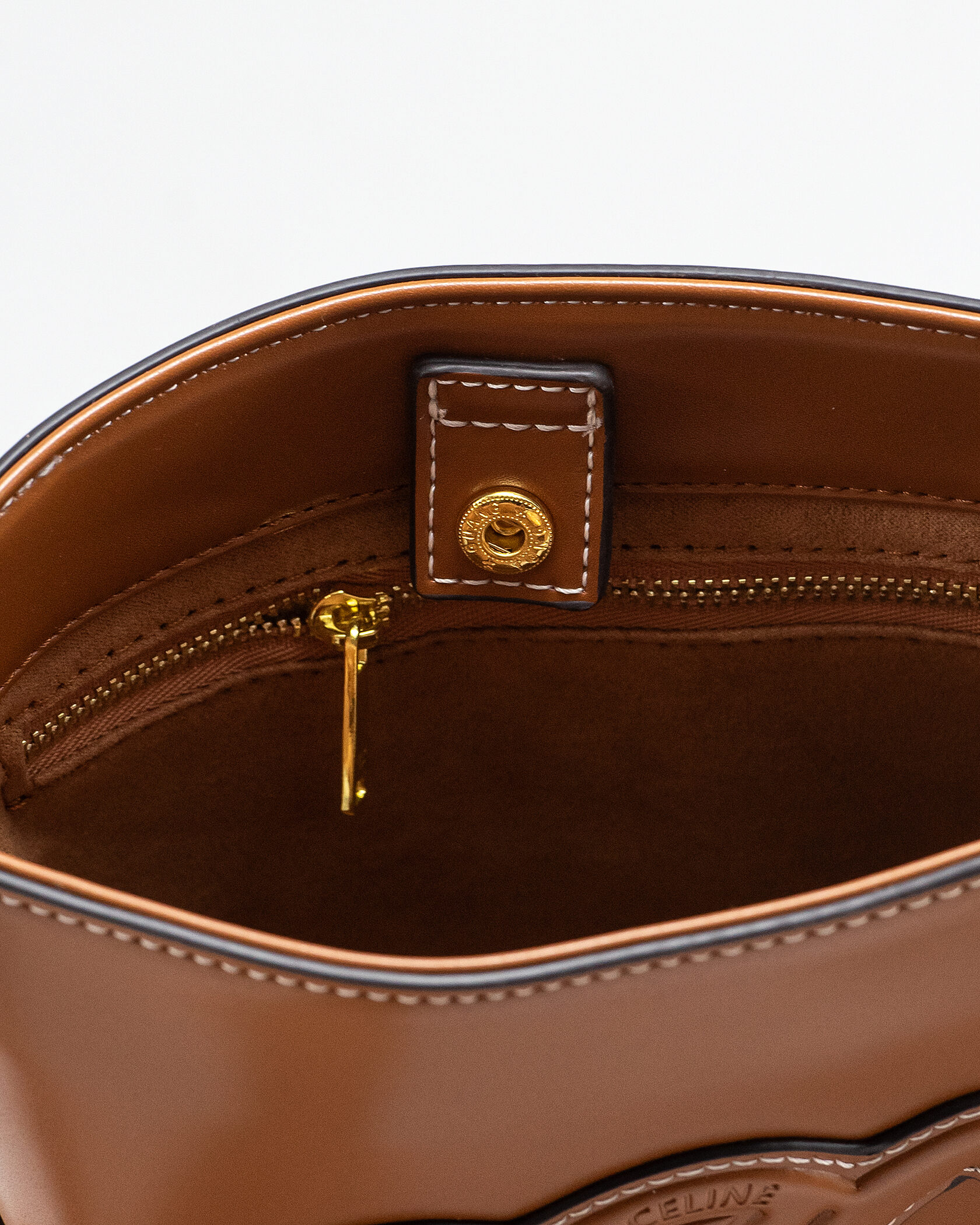 Celine Small Bucket Cuir Triomphe In Smooth Calfskin Tan Brown - 14