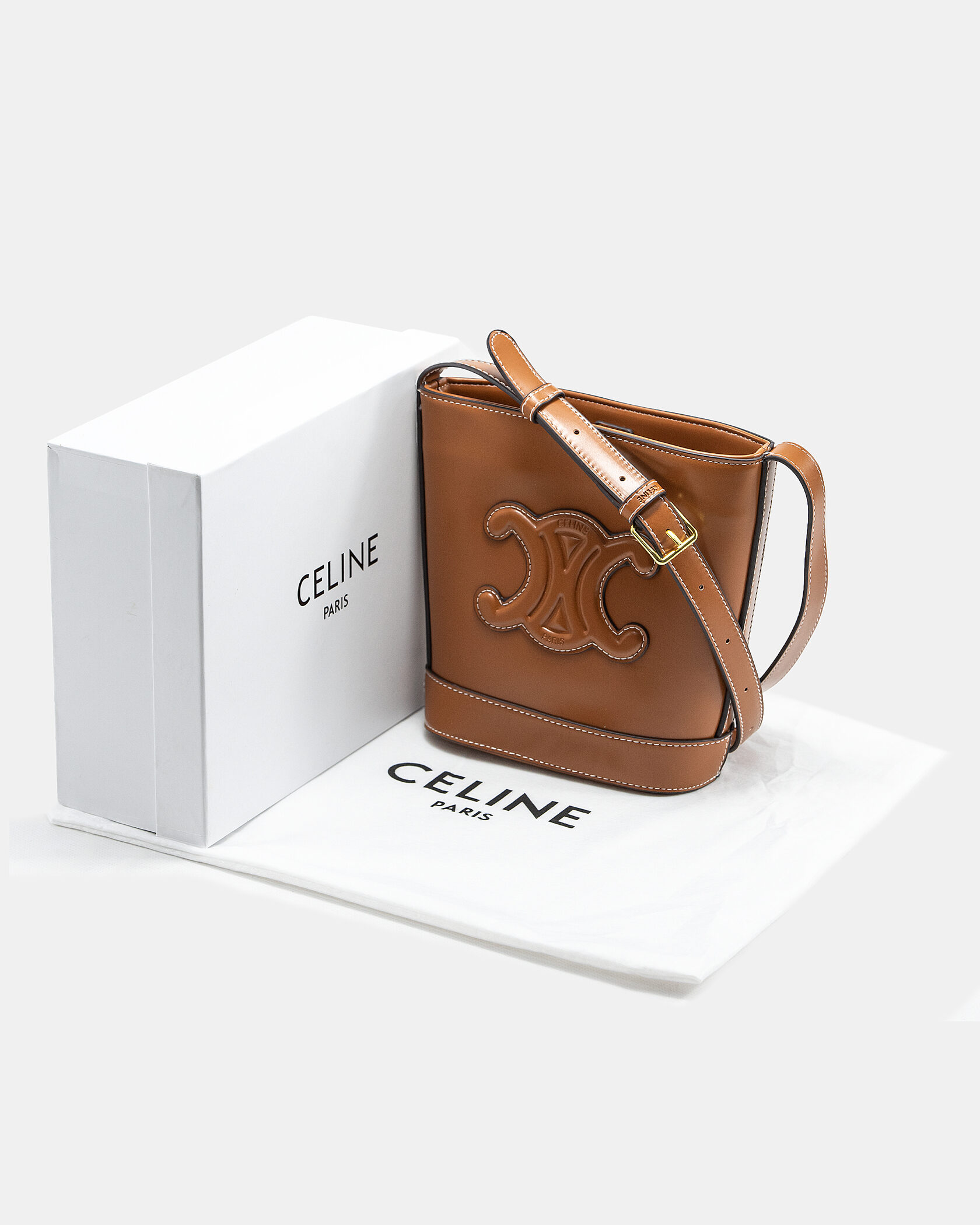 Celine Small Bucket Cuir Triomphe In Smooth Calfskin Tan Brown - 2