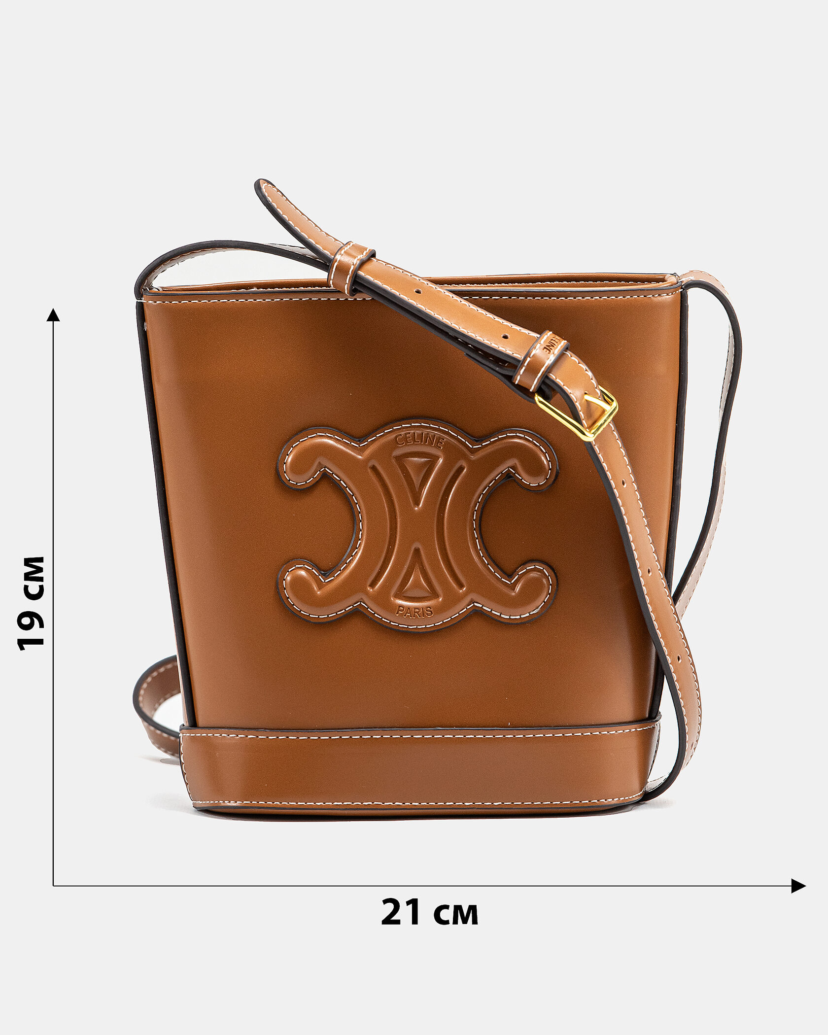 Celine Small Bucket Cuir Triomphe In Smooth Calfskin Tan Brown - 3