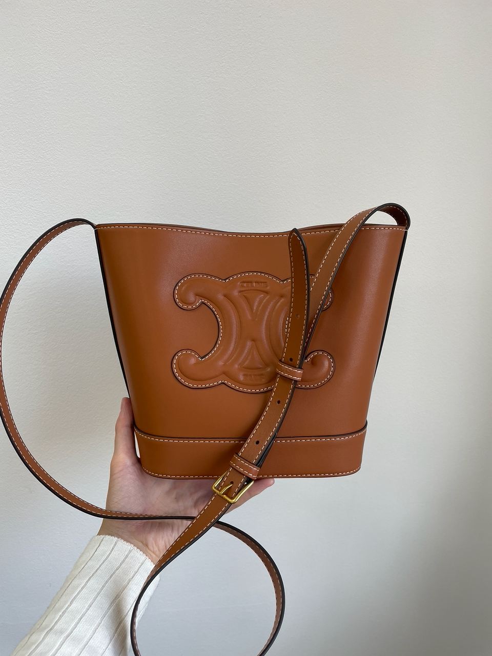 Celine Small Bucket Cuir Triomphe In Smooth Calfskin Tan Brown - 14