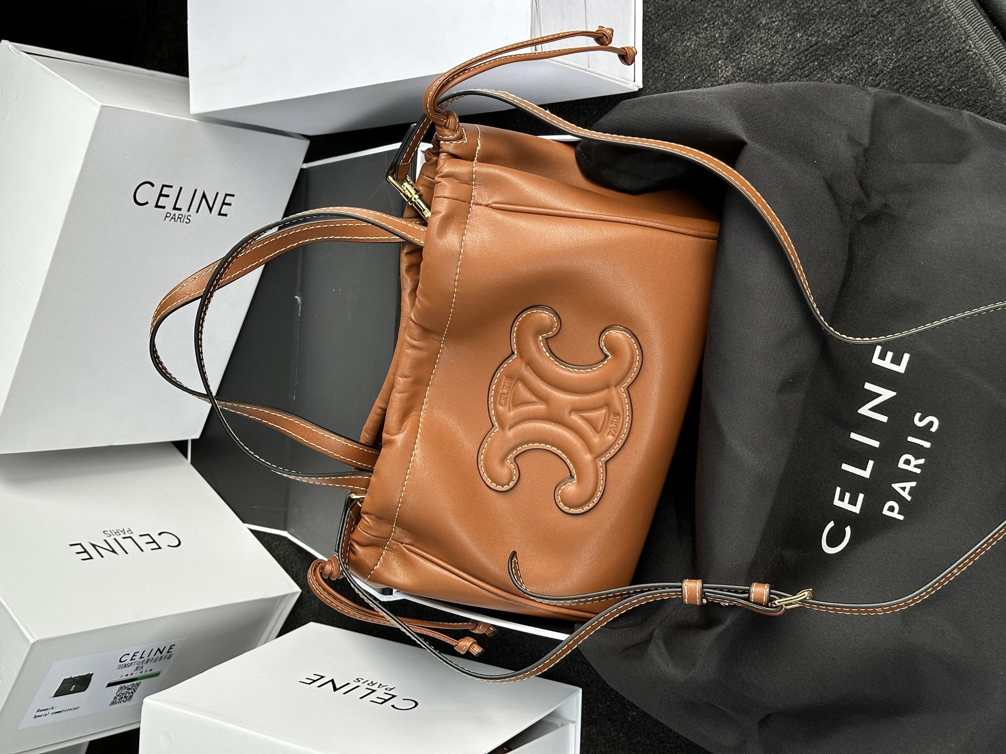 Celine Small Cabas Drawstring Cuir Triomphe In Smooth Calfskin - 15