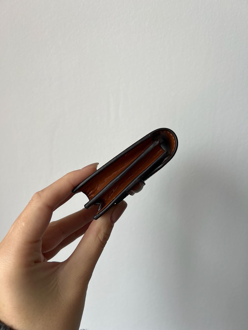 Celine Small Trifold Wallet In Triomphe Canvas And Lambskin Tan - 14