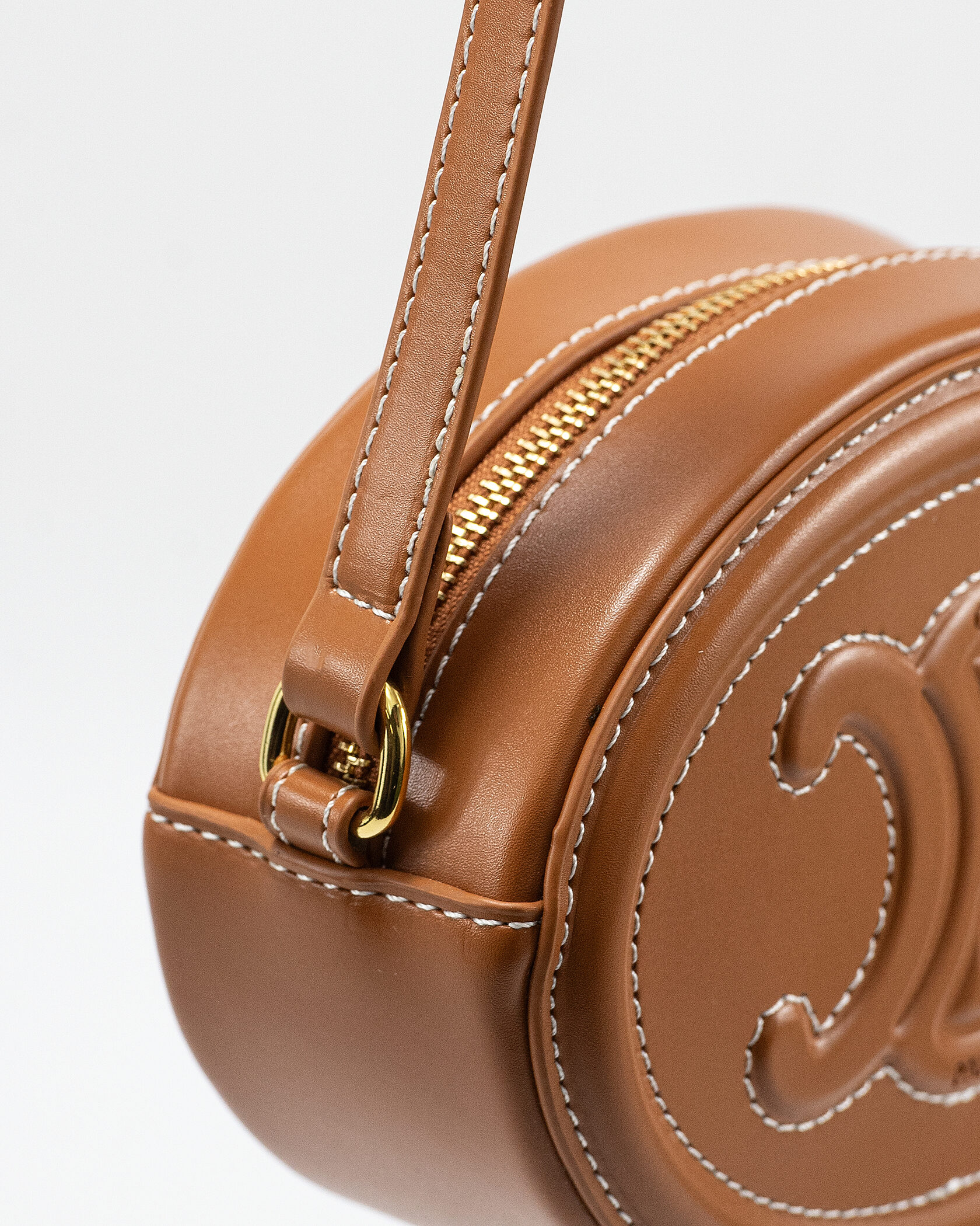 Celine Teen Oval Triomphe Bag in Tan Calfskin - 8