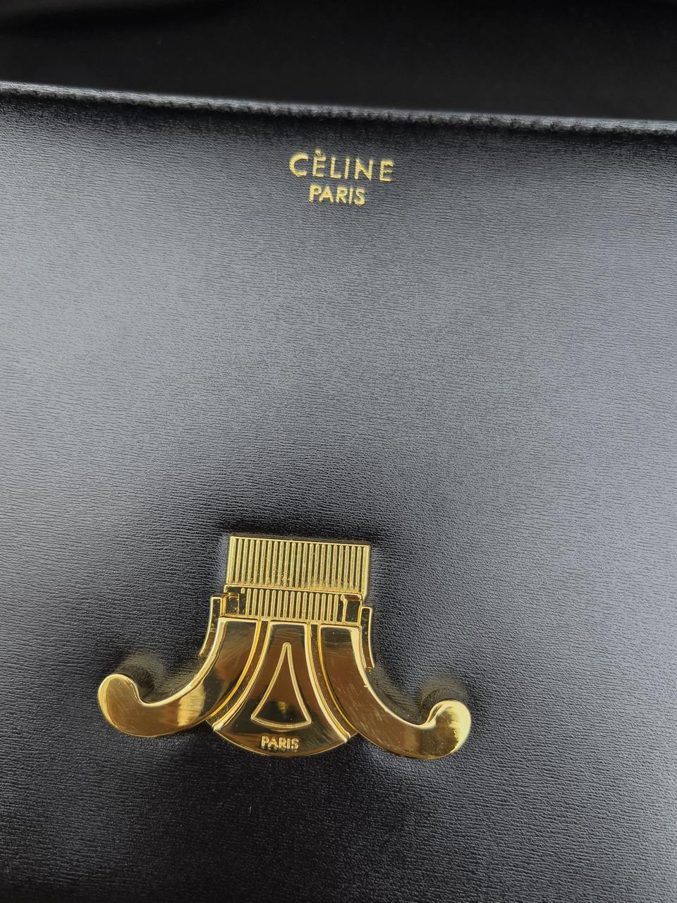 Celine Teen Triomphe Bag Black in Shiny Calfskin - 15