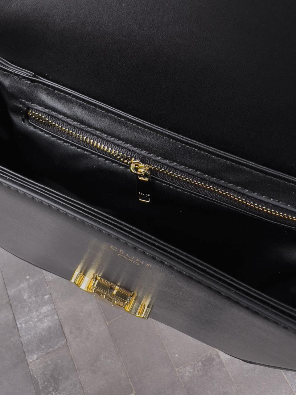 Celine Teen Triomphe Bag Black in Shiny Calfskin - 17