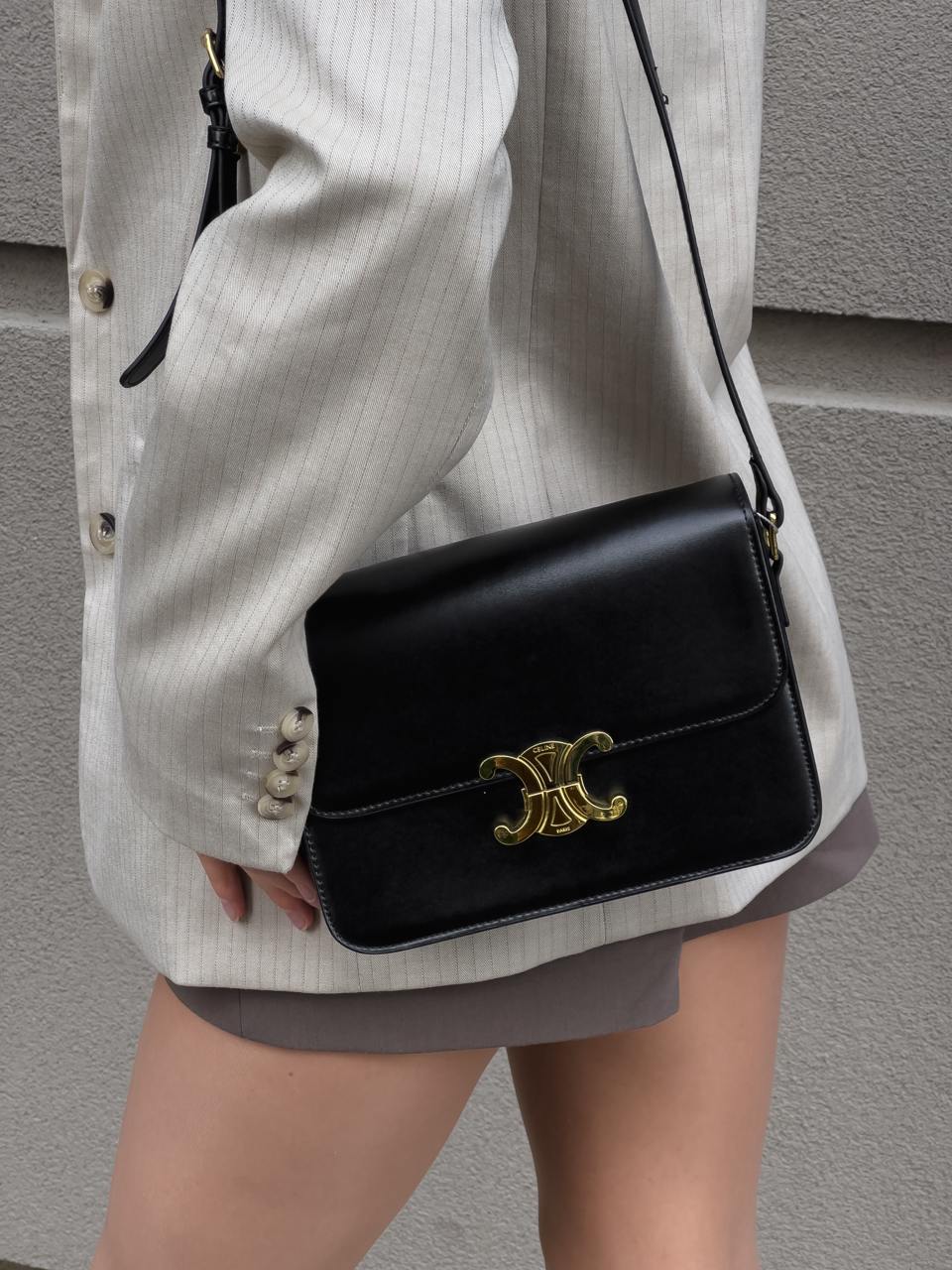 Celine Teen Triomphe Bag Black in Shiny Calfskin - 3