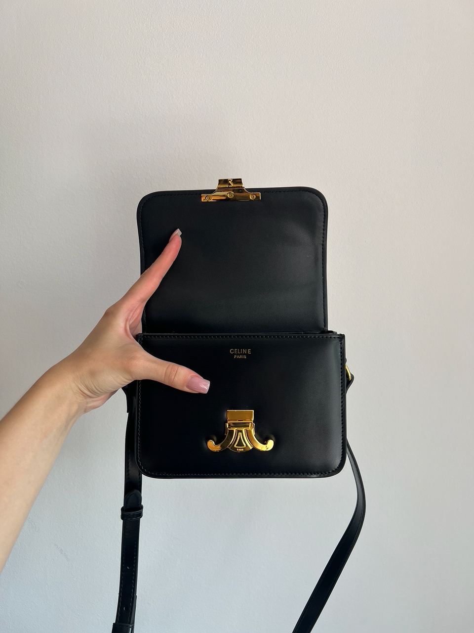 Celine Teen Triomphe Bag Black in Shiny Calfskin - 8